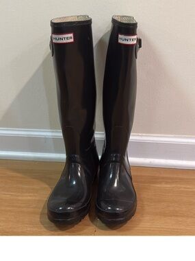 Tall Black Hunter Rain Boots - Size 6